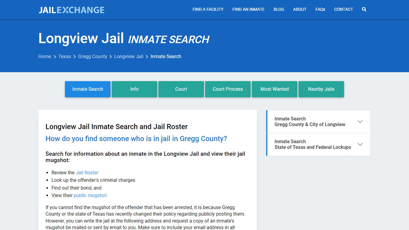 Inmate Search: Roster & Mugshots - Longview Jail, TX